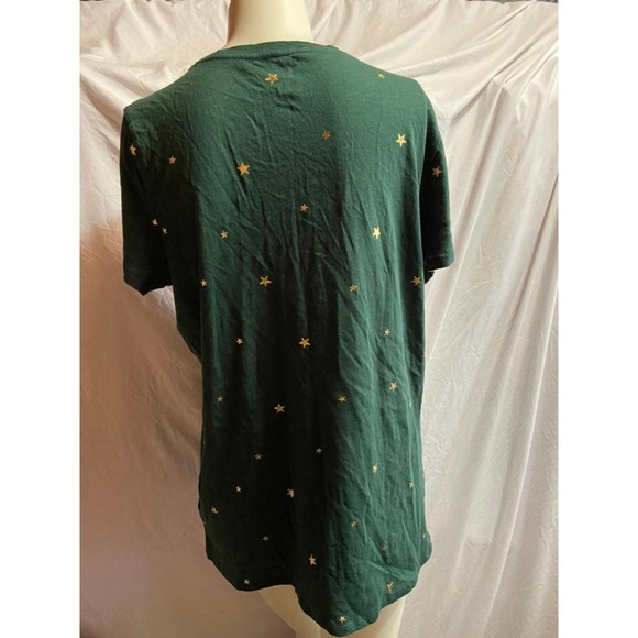 NWT VS PINK Green with Stars V Neck Tee - Picture 2 of 2